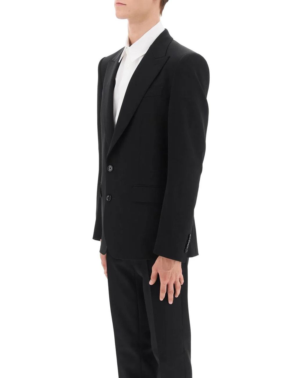 Dolce & Gabbana Black Dolce & Gabbana Single-Breasted Virgin Wool Jacket for men