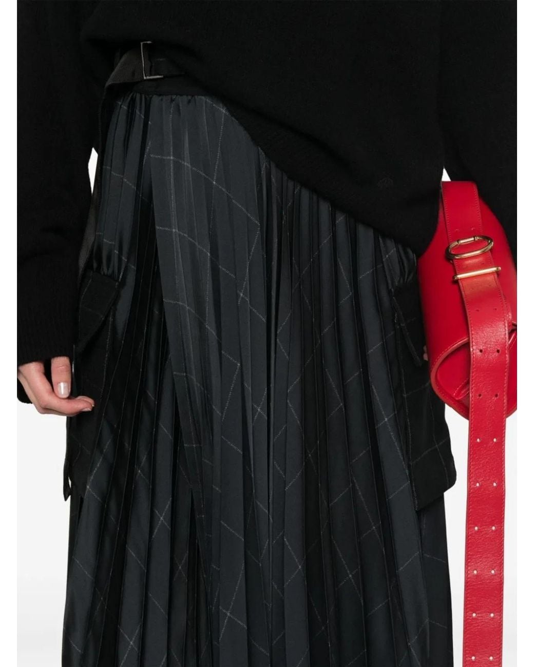 Sacai Blue Windowpane Skirt