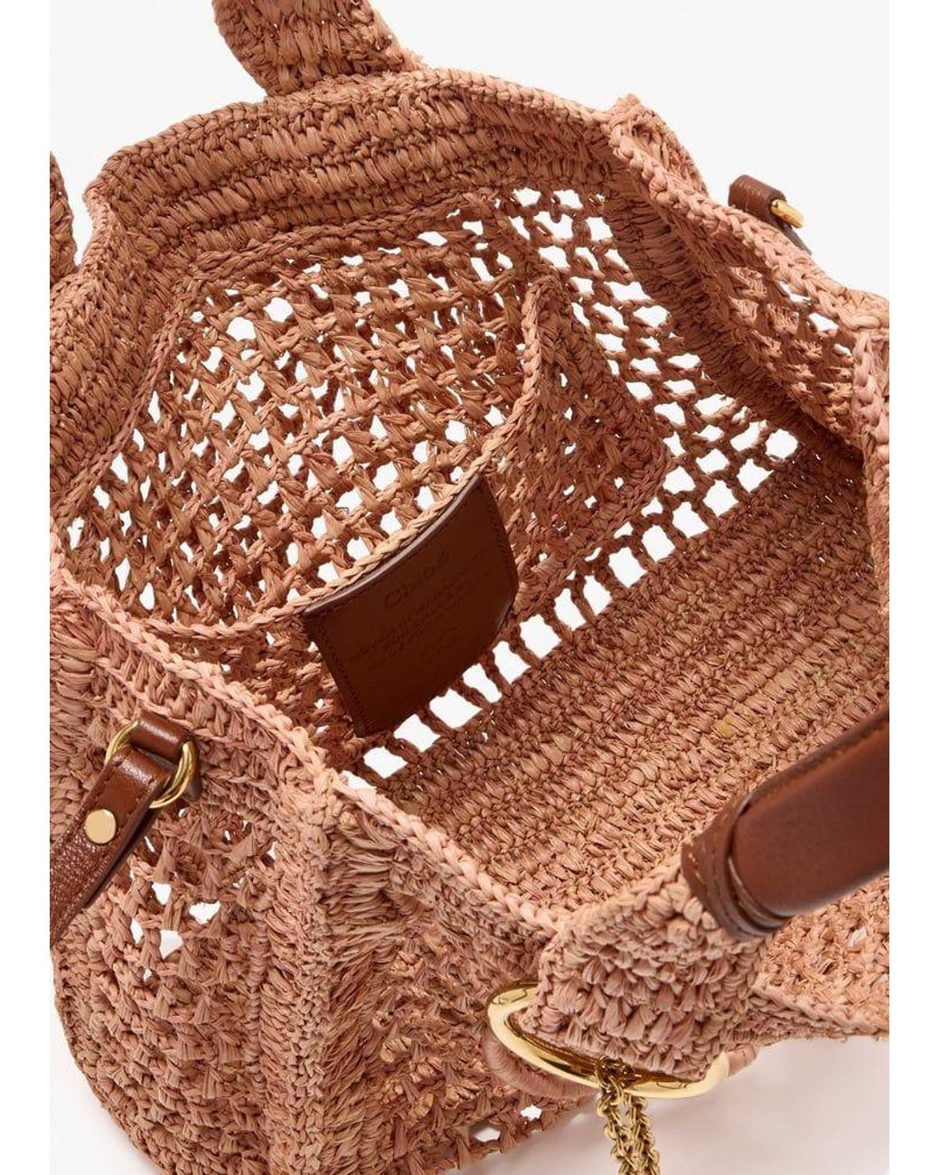 Chloé Brown Antiqued Raffia Summer Banana Shopping Bag