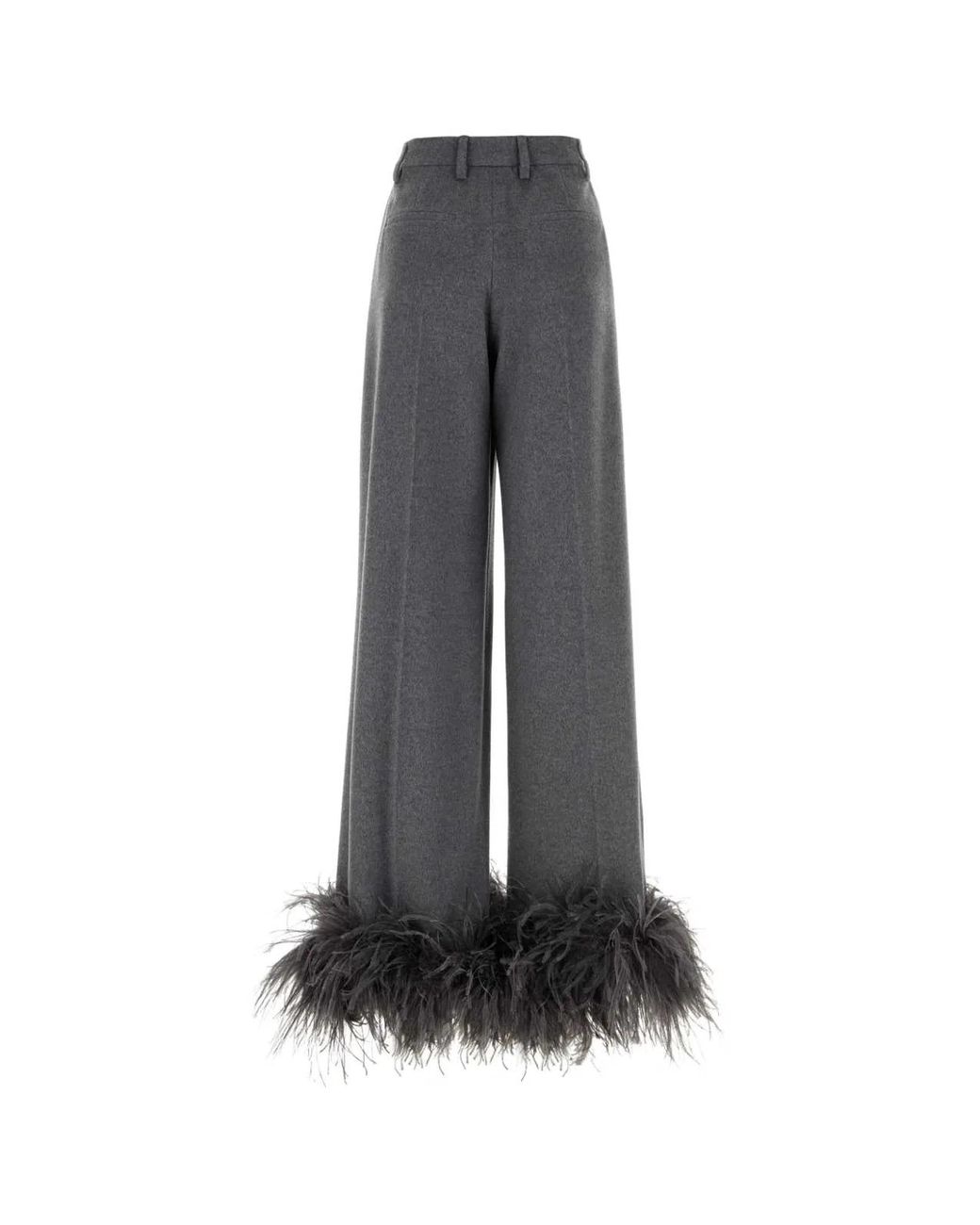 Prada Gray Cashmere Wide-Leg Pant