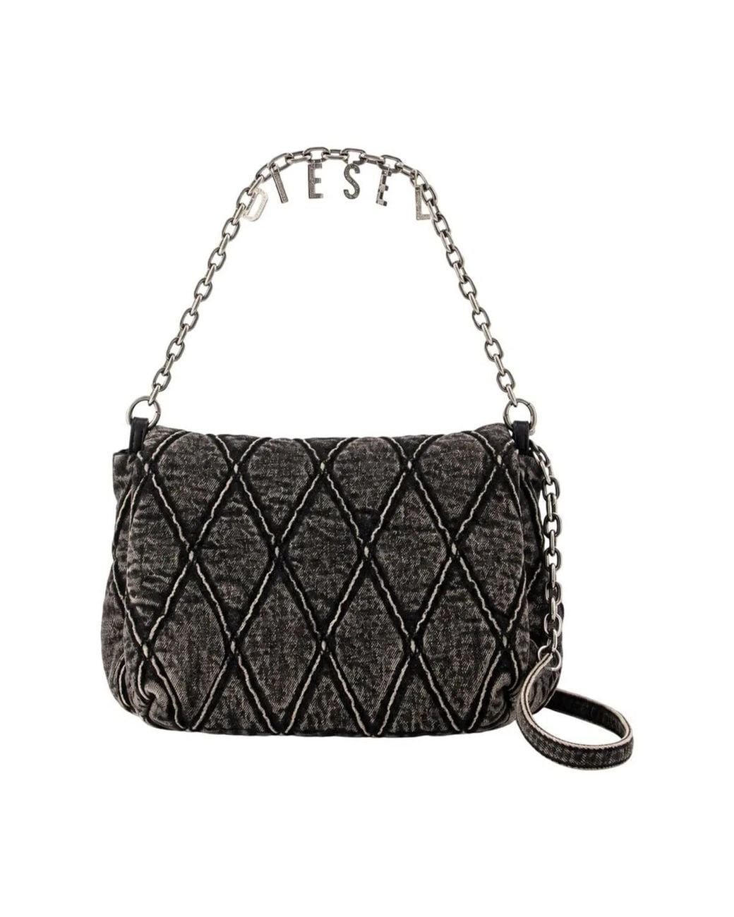 DIESEL Black Charm D Medium Shoulder Bag