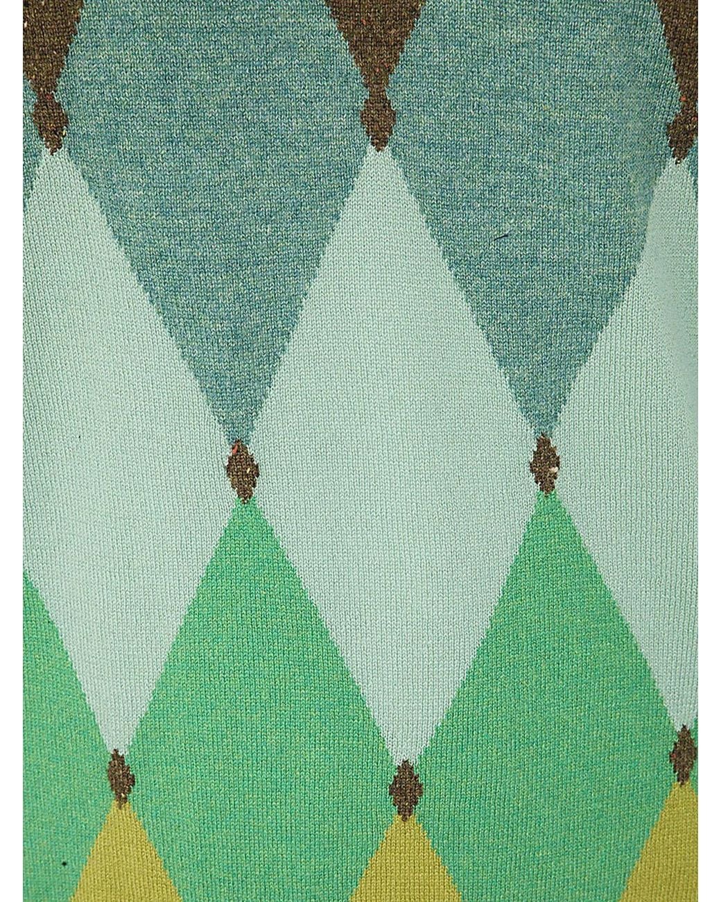 Ballantyne Green V Neck Pullover With Diamonds for men