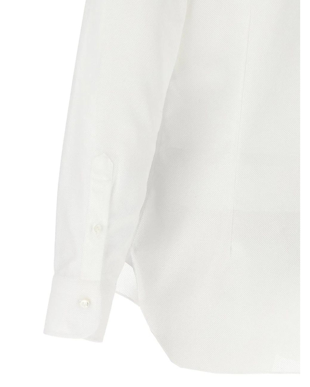 Barba Napoli White Honeycomb Cotton Shirt for men