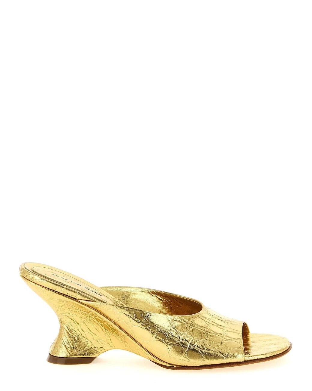 Dries Van Noten Metallic Curved Wedge Mules