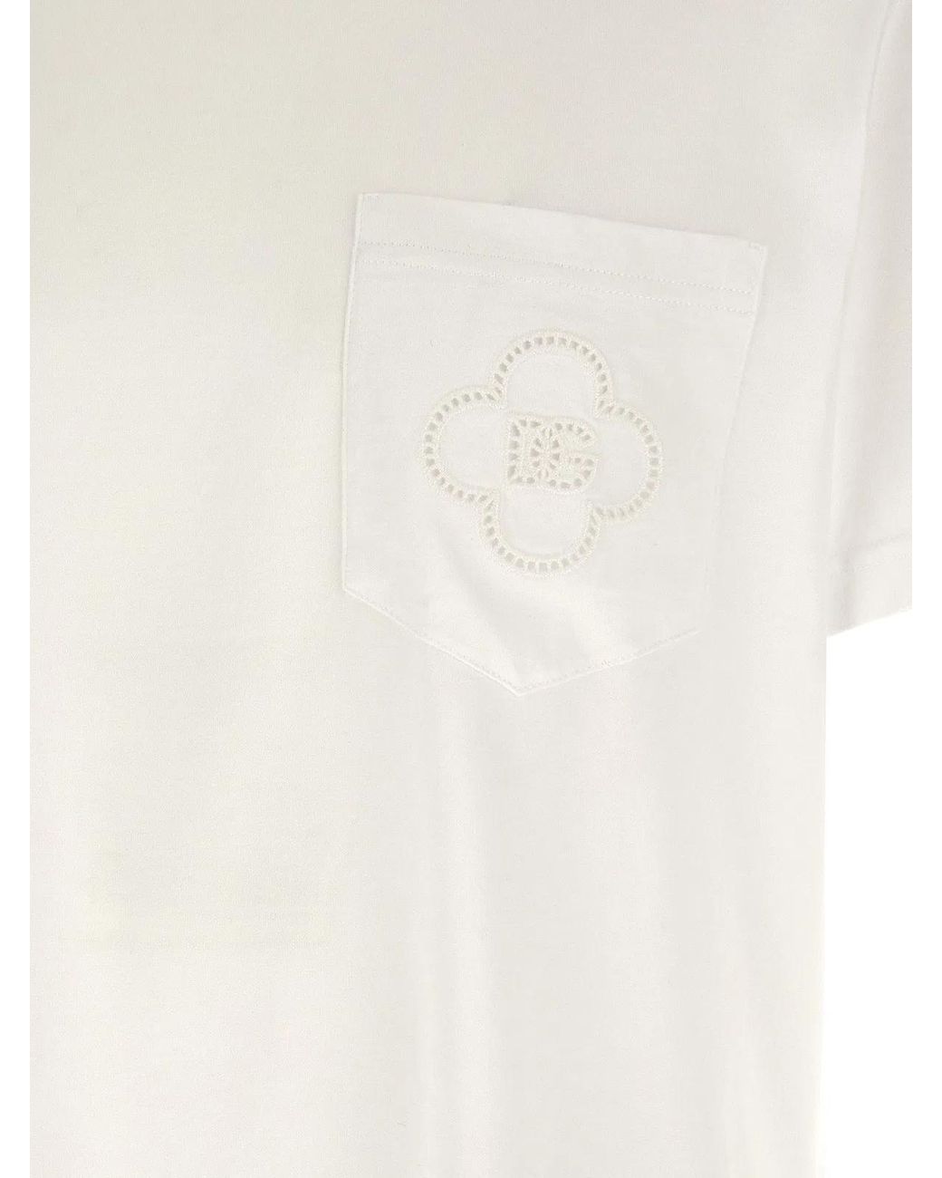 Dolce & Gabbana White Dolce & Gabbana Openwork Logo T-Shirt for men