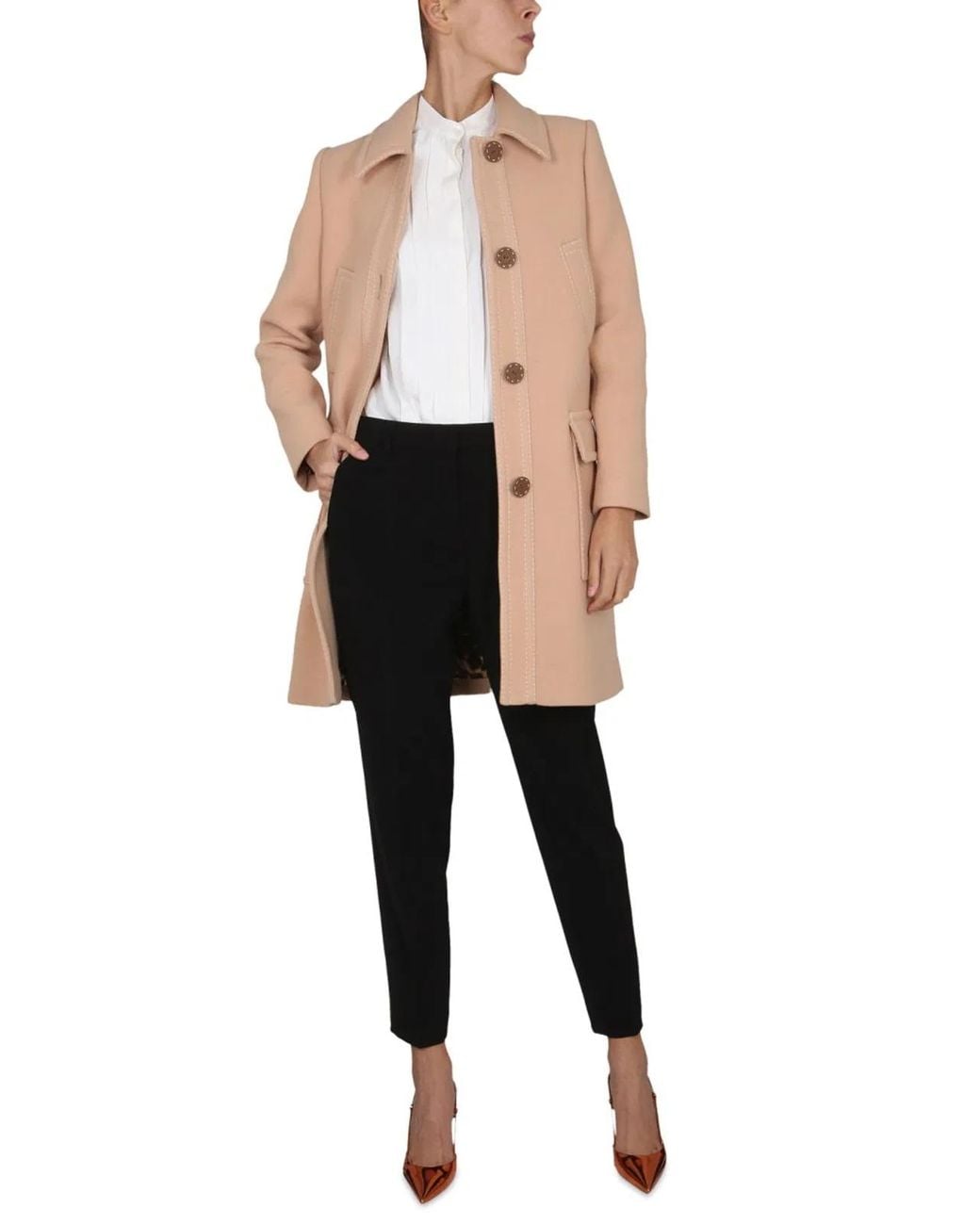 Boutique Moschino Natural Virgin Wool Coat