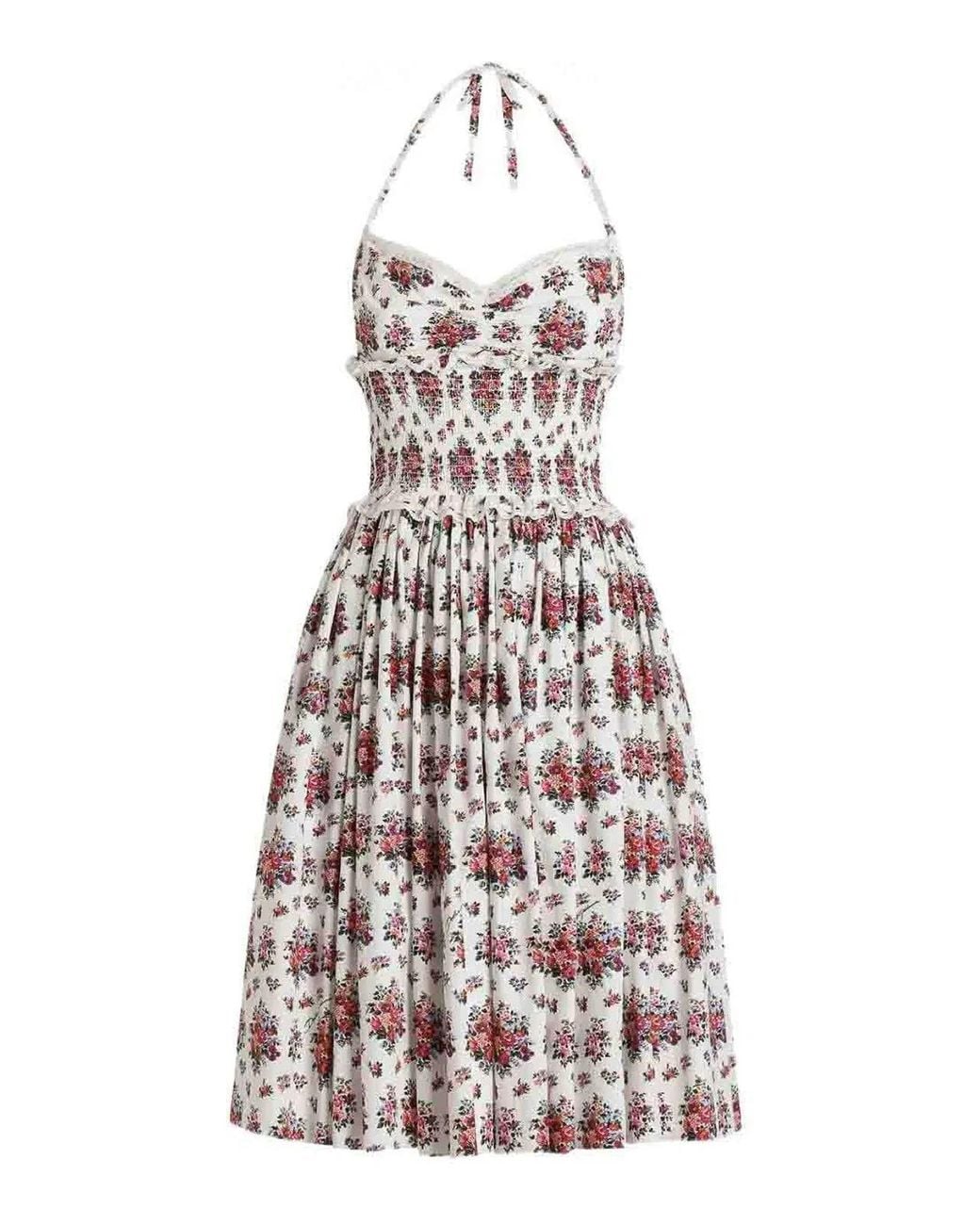 Dolce & Gabbana White Dolce & Gabbana Multicolour Cotton Polyamide Dress