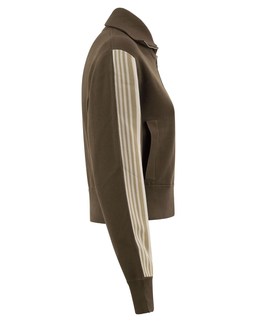 Autry Green Track Jacket With Zip And Contrast Stripes