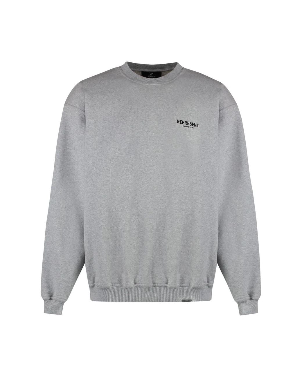 Represent Gray Cotton Crew-Neck Sweatshirt for men