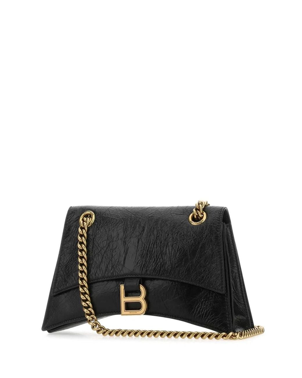 Balenciaga Black Leather Small Crush Shoulder Bag