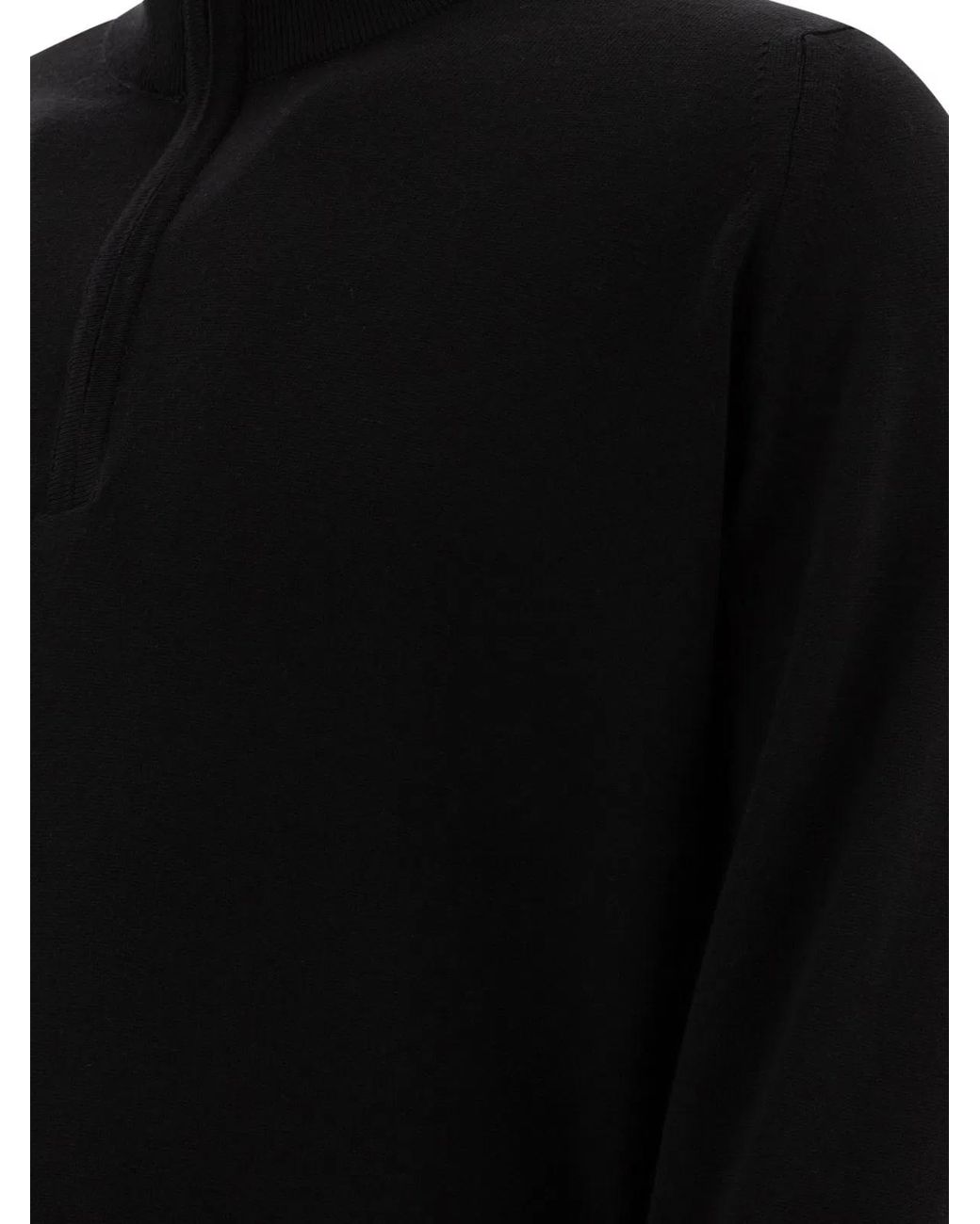 John Smedley Black Merino Wool "Tapton" Half-Zip Sweater for men