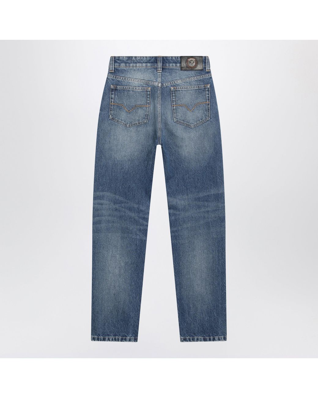 Versace Blue High-Waisted Straight-Leg Light Cotton Jeans