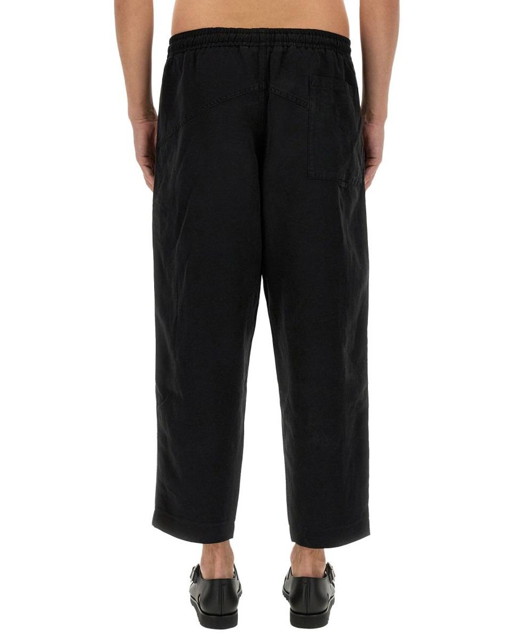 YMC Black Linen Blend Pants for men