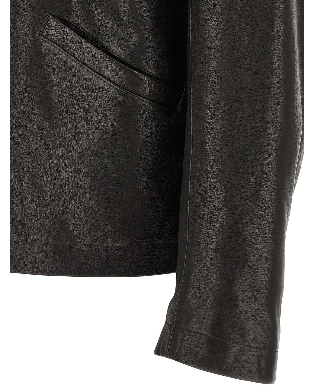 Lemaire Black Leather Jacket for men