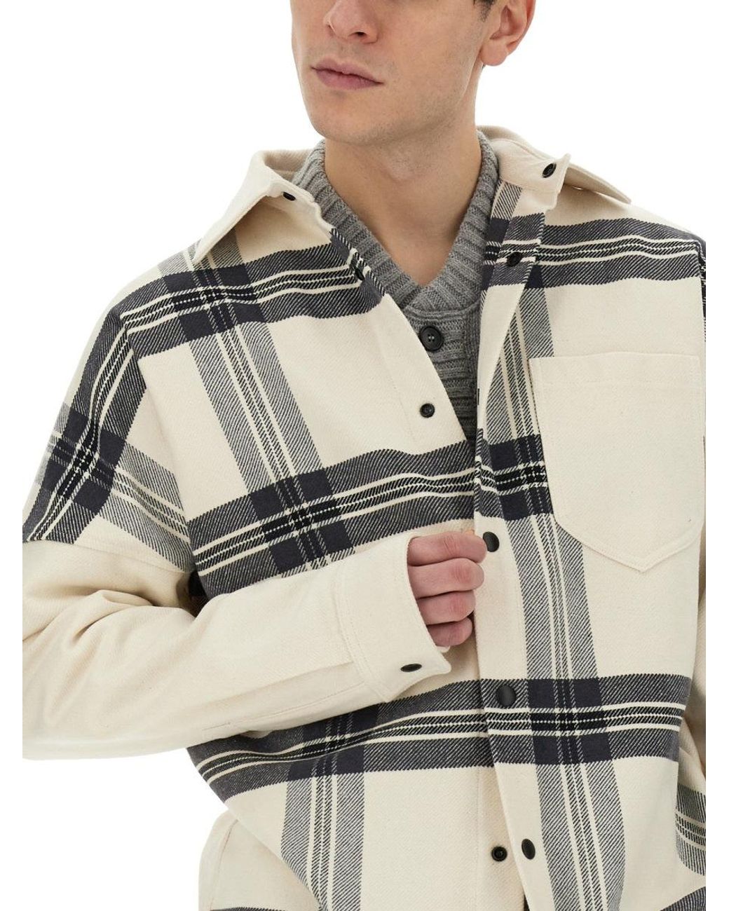 Palm Angels Gray Overshirt Check for men