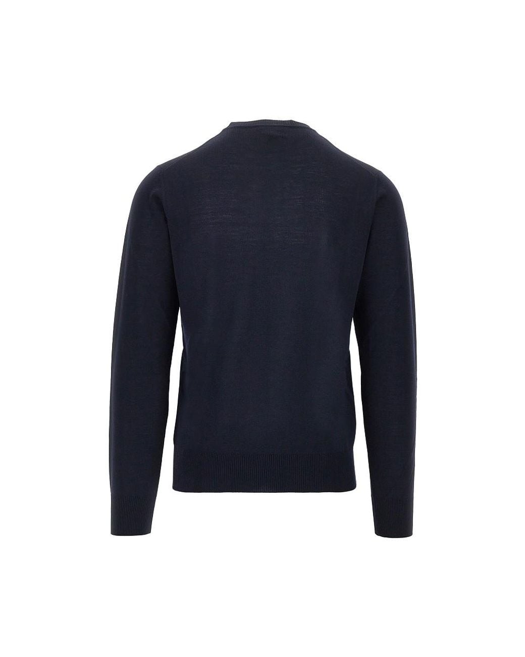 Emporio Armani Blue Virgin Wool Sweater With Eagle Embroidery for men