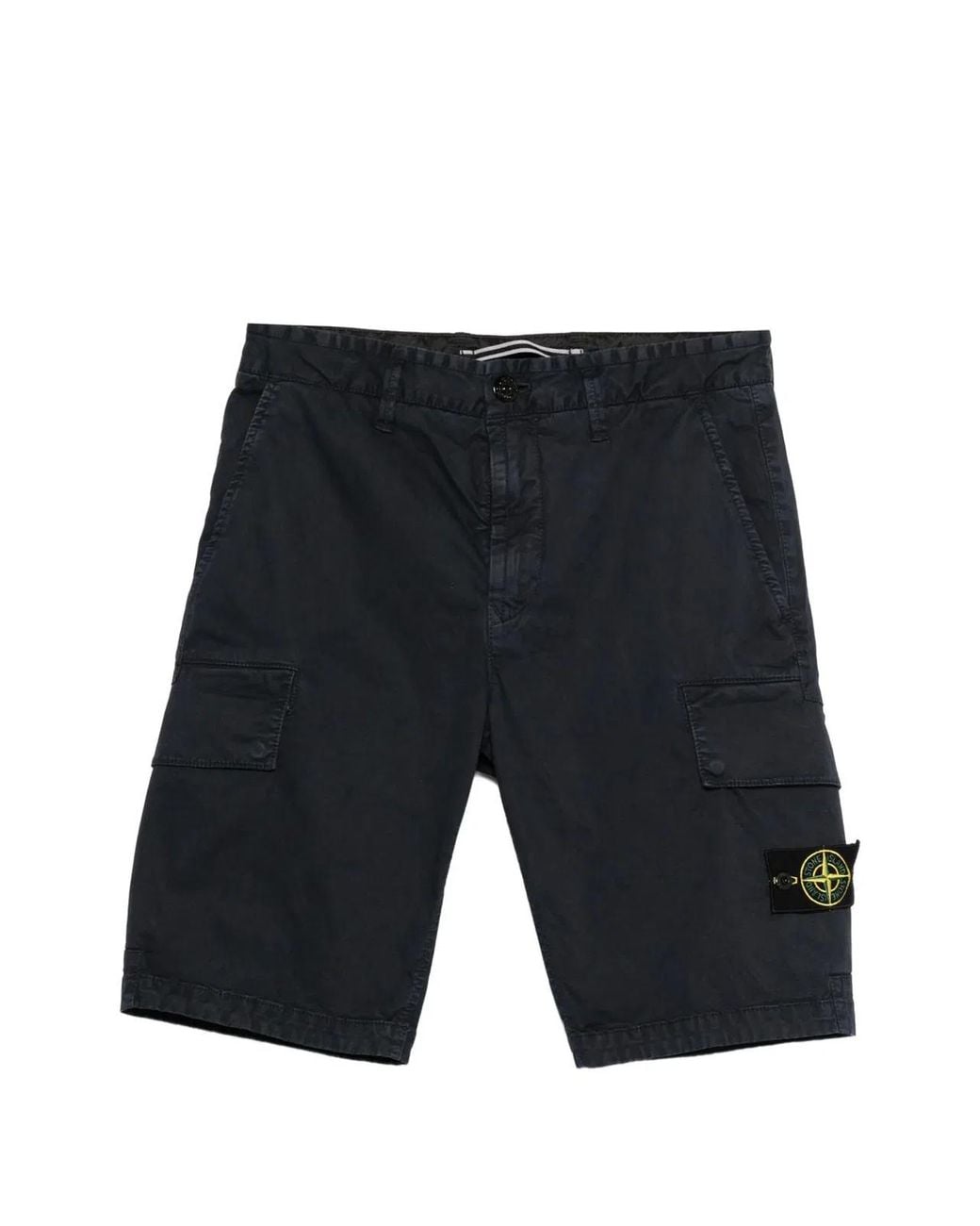 Stone Island Blue Logo-Detail Cargo Shorts for men