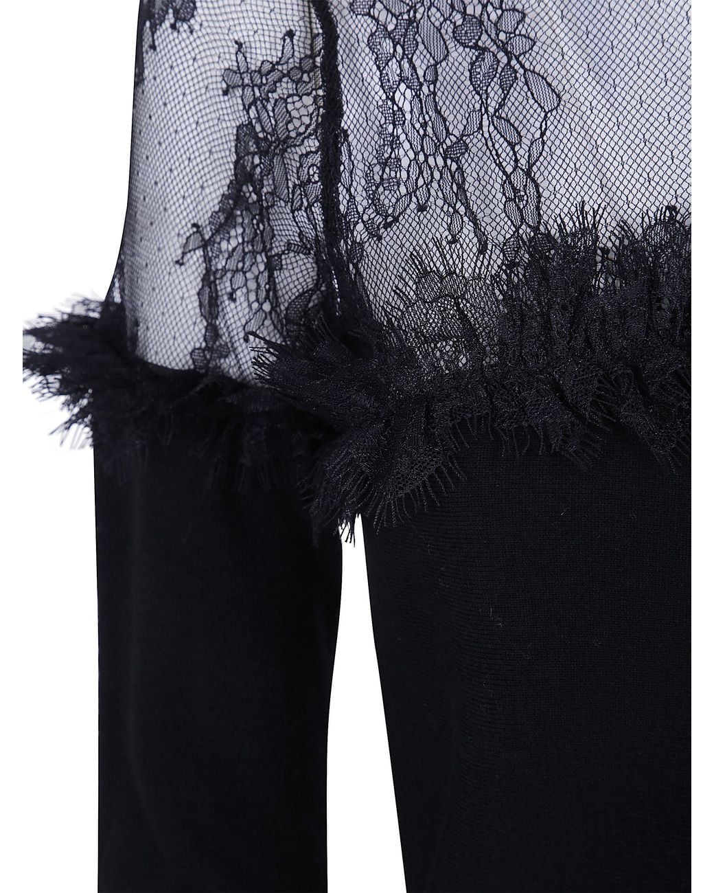 Blumarine Black Wool Dress With Lace