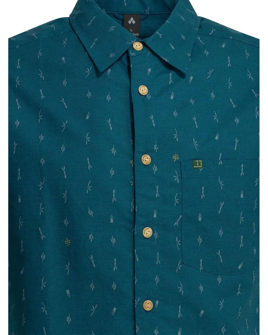 Montbell Blue Cotton Bamboo Shirt for men