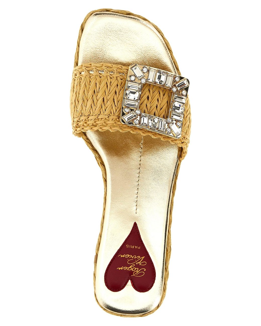 Roger Vivier Natural Raffia Jewel Sandals