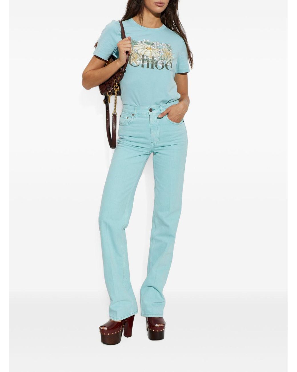 Chloé Blue Baby Fit T-Shirt With Logo