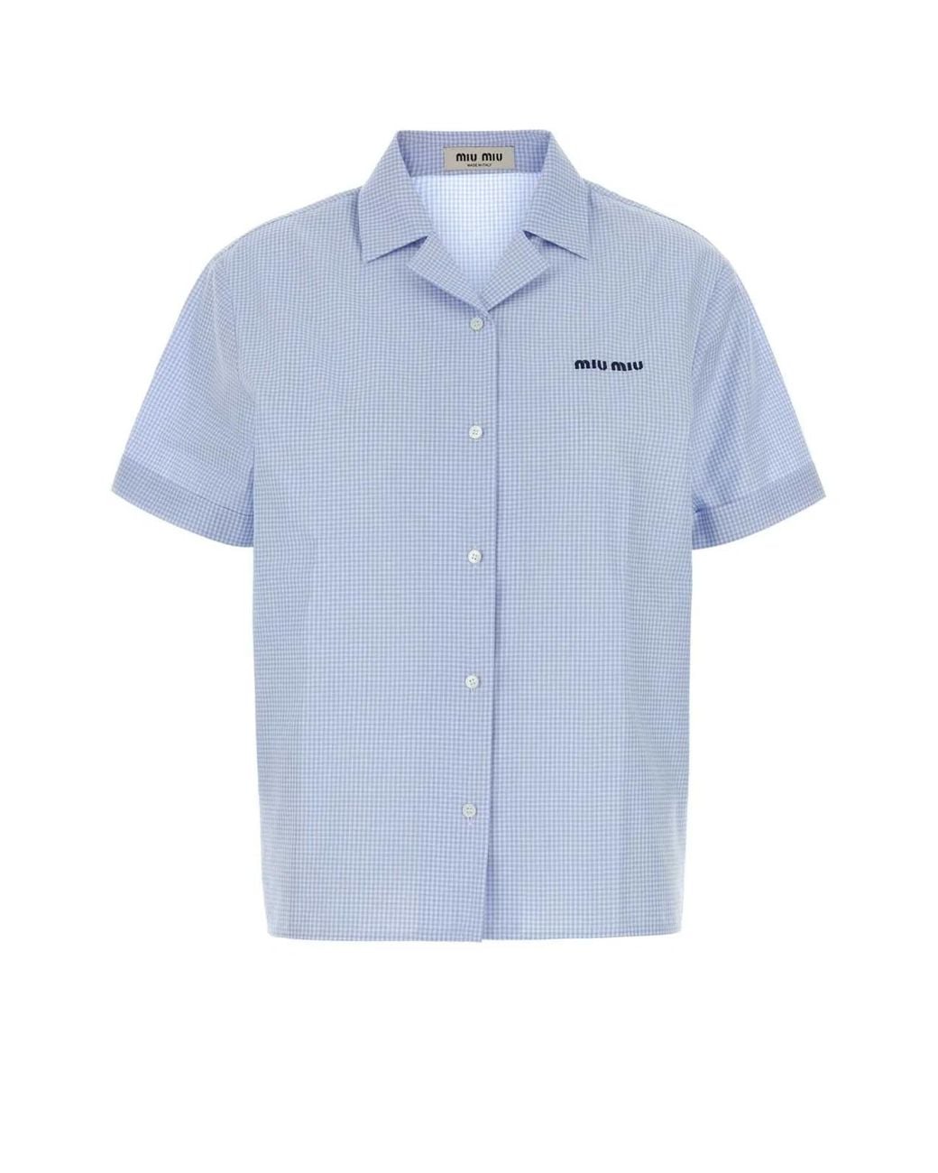 Miu Miu Blue Sky Check Cotton Shirt