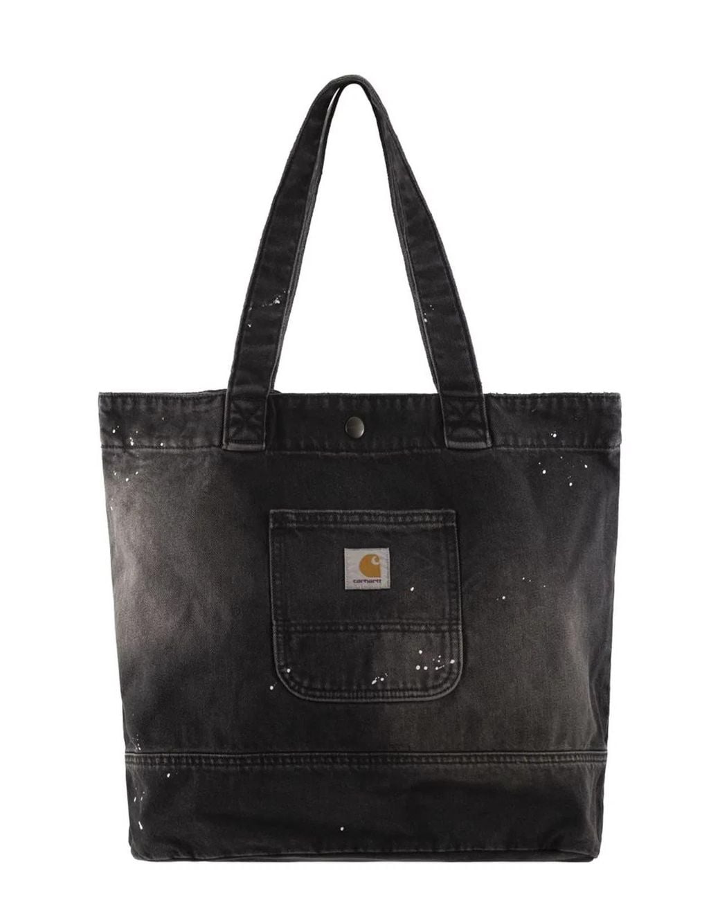 Carhartt Black Washed Denim Tote Bag With Paint Splatter Detail