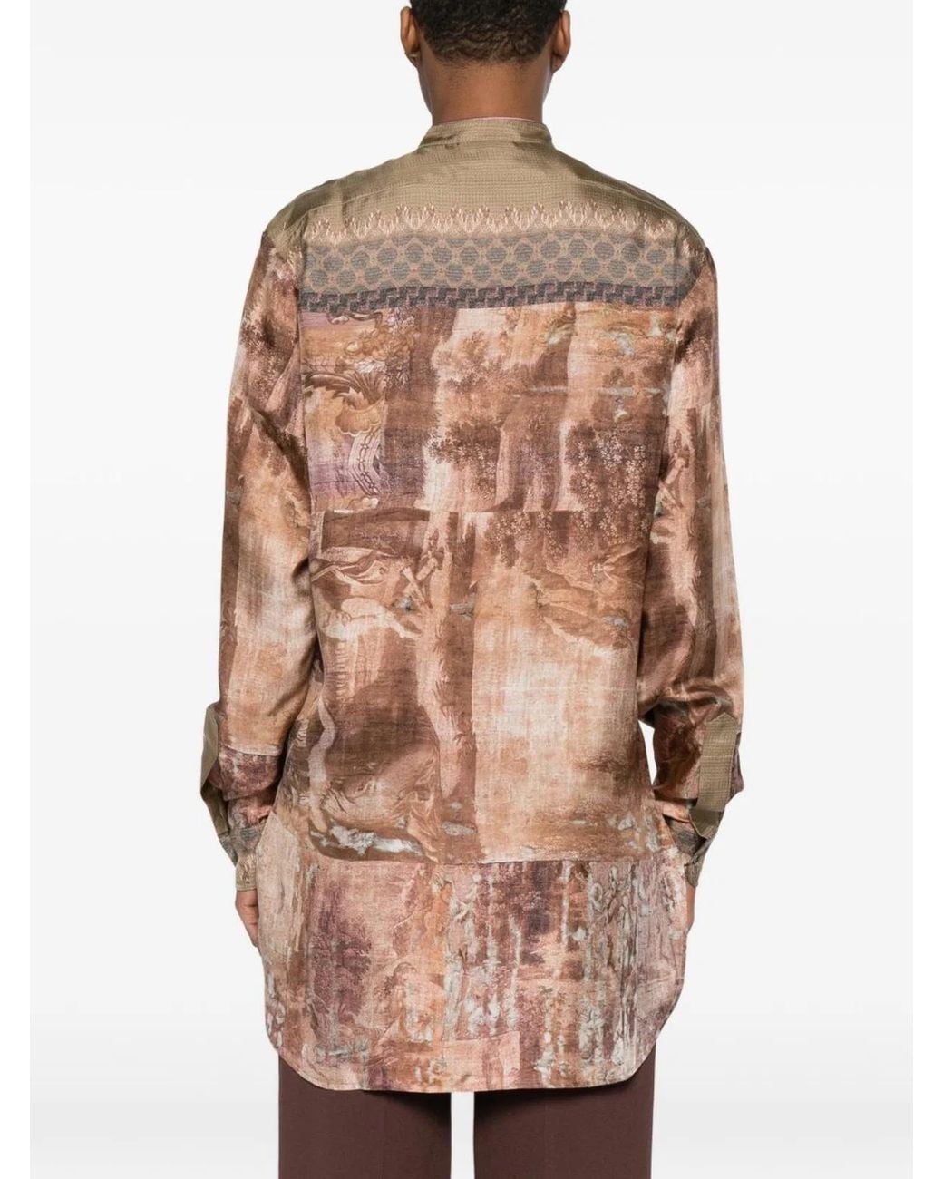Pierre Louis Mascia Natural Printed Silk Shirt