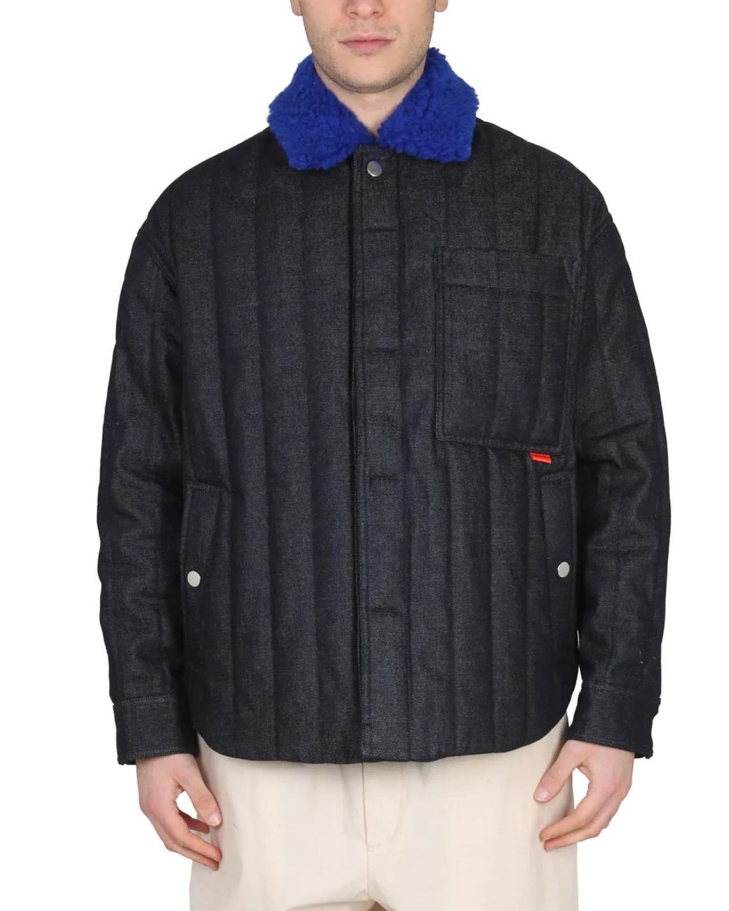 Sunnei Blue Jacket With Faux Fur