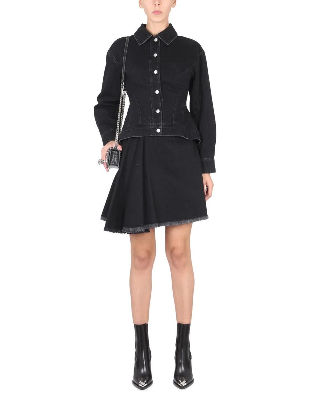 McQueen Black Asymmetrical Mini Skirt