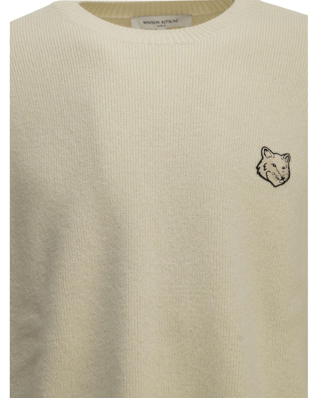 Maison Kitsuné Natural Maison Kitsuné "Fox Head Milano" Crew-Neck Sweater for men