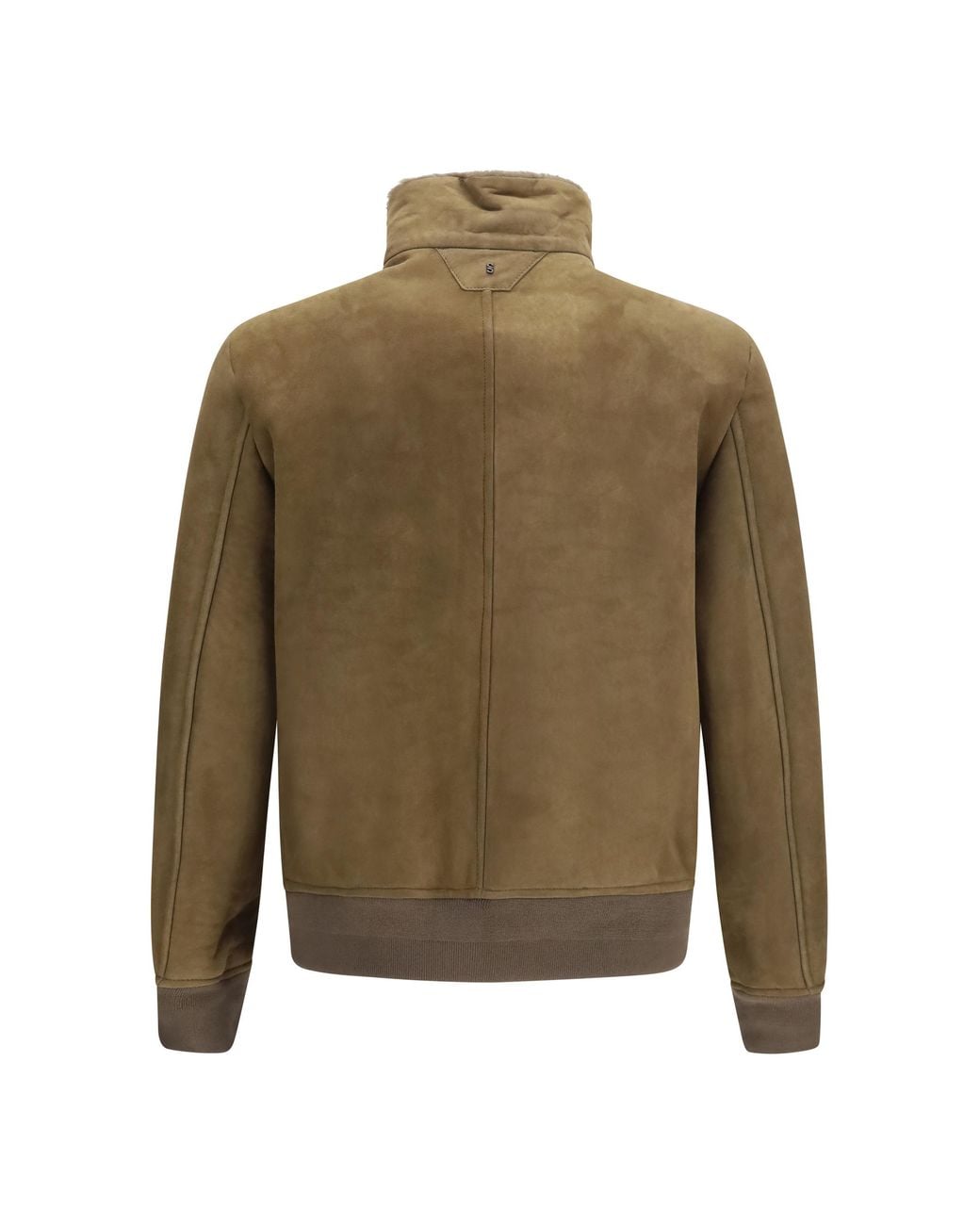 Salvatore Santoro Green High-Neck Suede Jacket Lamb Ovis Aries for men