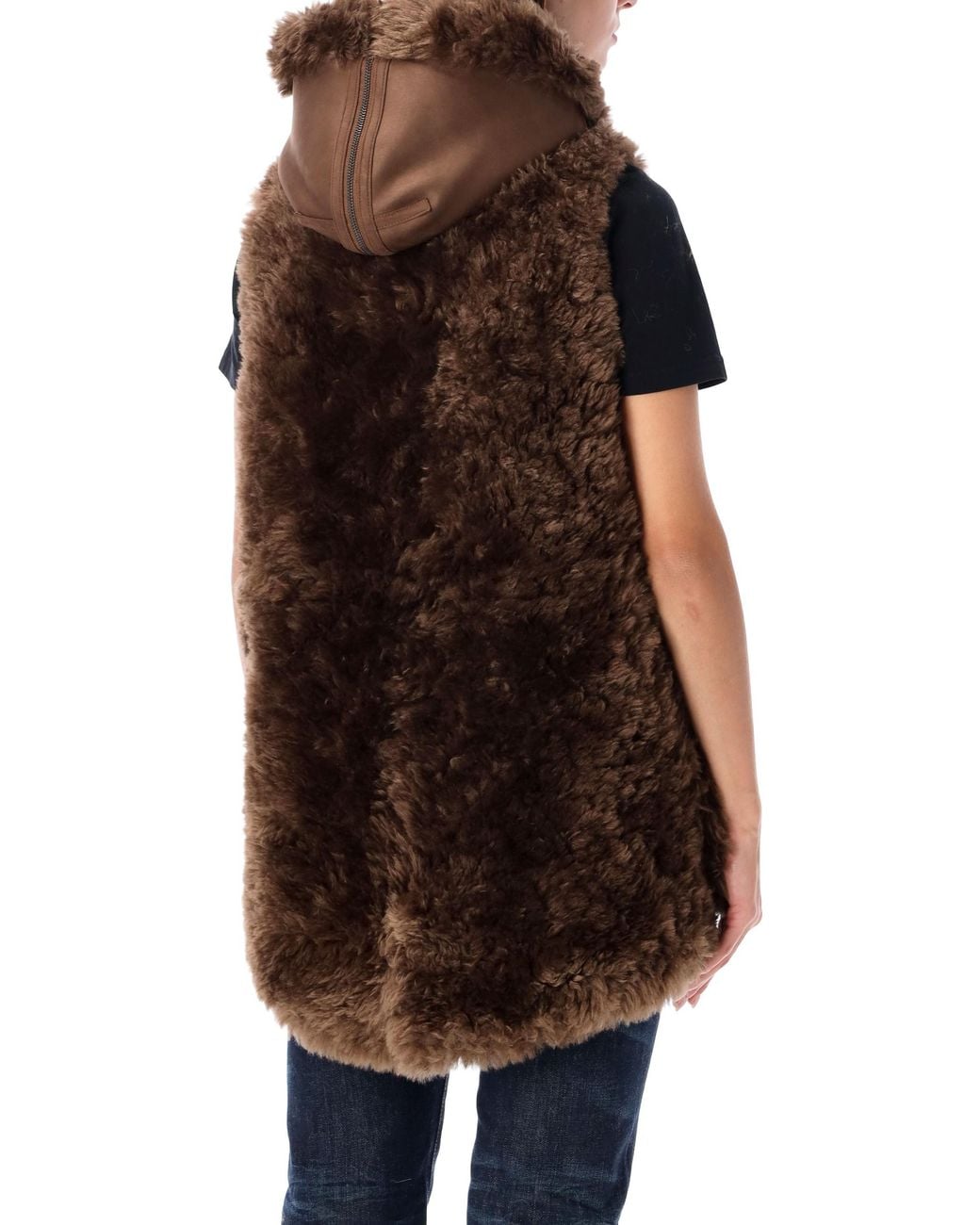 Urbancode Brown Hooded Vest Fur