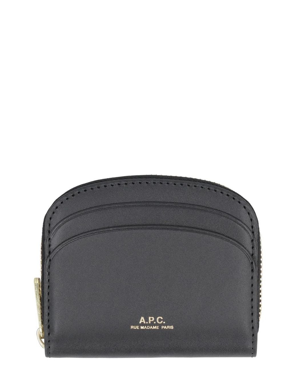 A.P.C. Gray Demi Lune Mini Leather Wallet