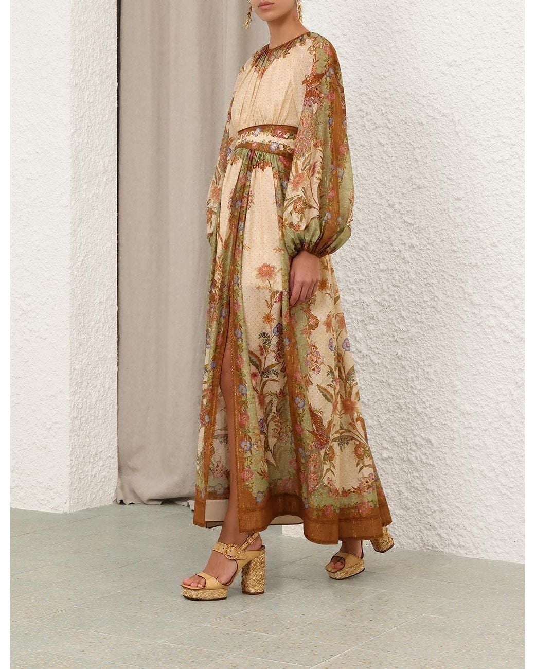 Zimmermann Natural Indra Elasticated Waist Maxi Dress