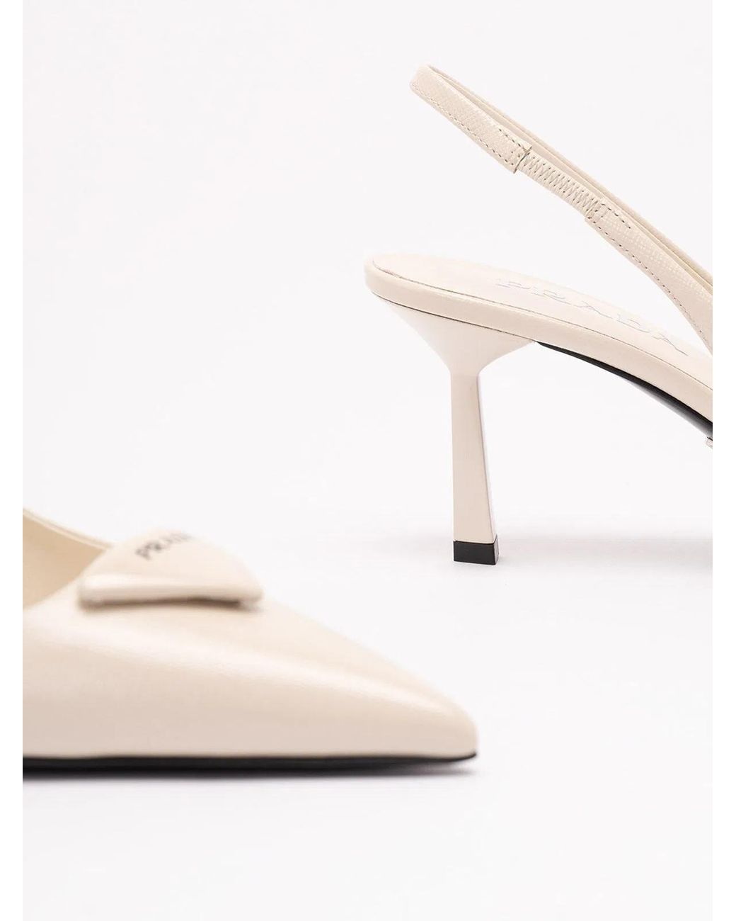 Prada White Patent Leather Slingback Pumps