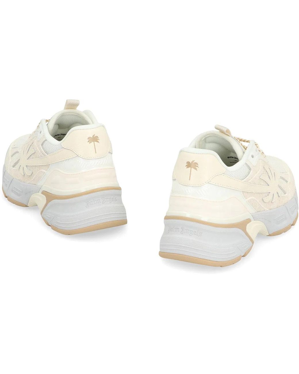 Palm Angels White Leather And Fabric Low-Top Sneakers