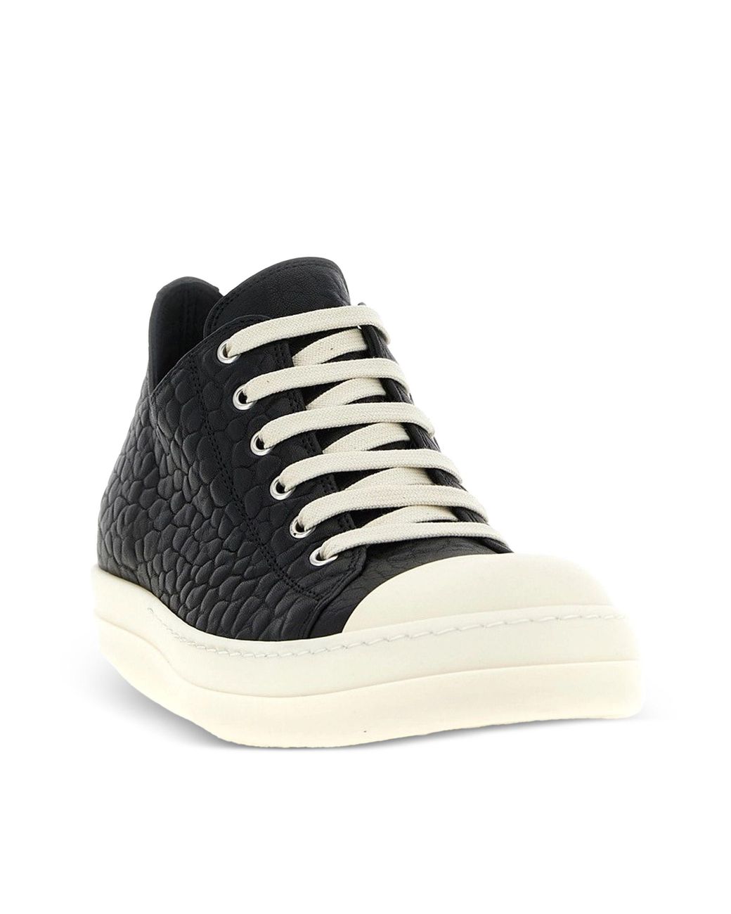 Rick Owens Black Textured Leather Sneakers for men