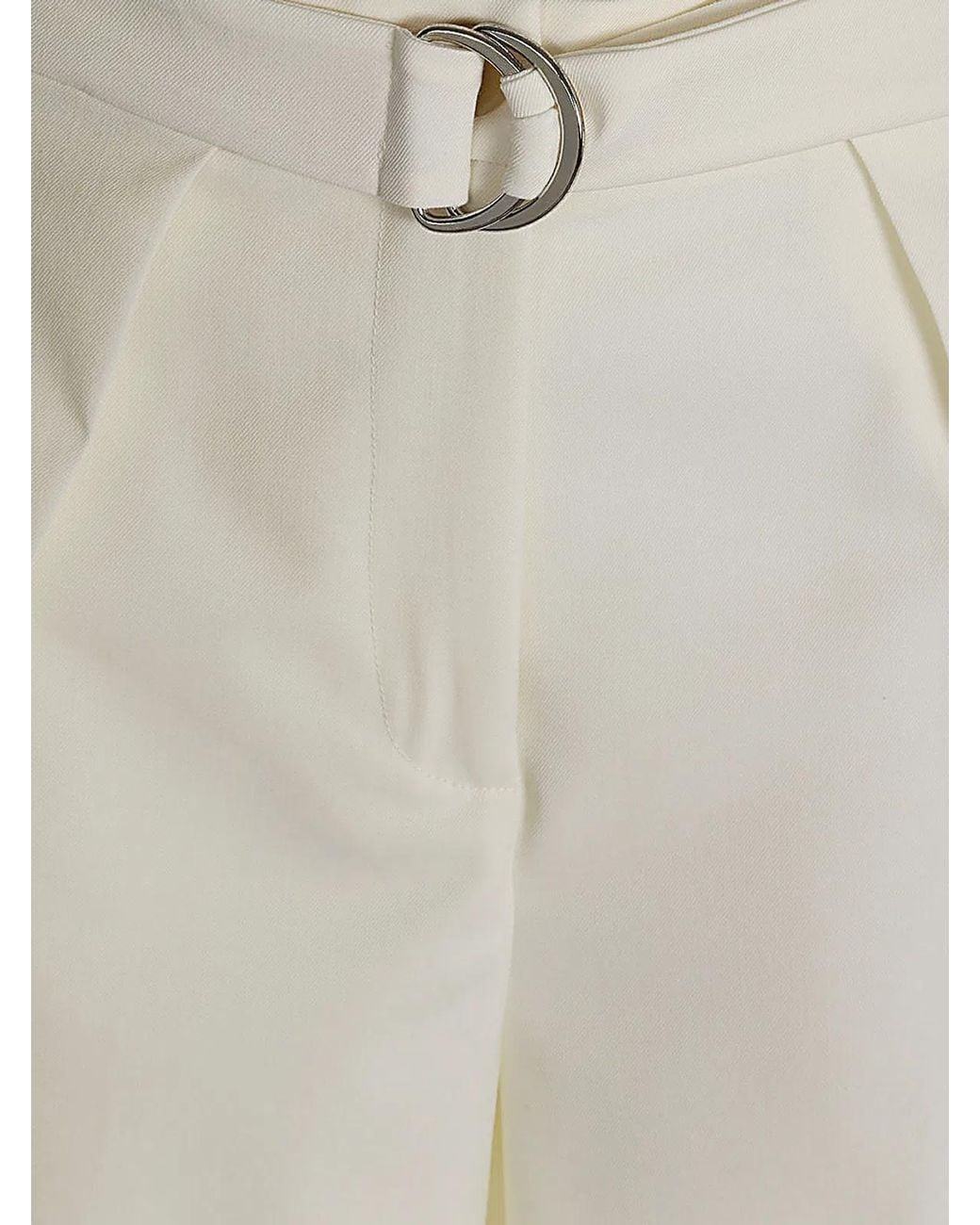 Erika Cavallini Semi Couture White Wool Twill Amelia Trousers