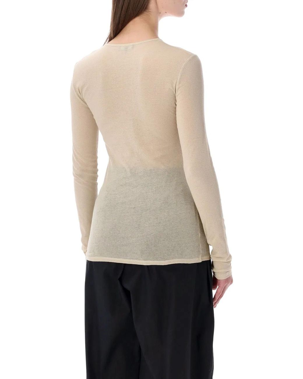 Soeur Natural Isabella Long-Sleeve Sheer Cotton Top
