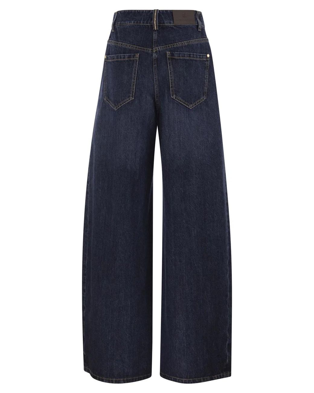 Brunello Cucinelli Blue Wide-Leg Cotton Denim Jeans