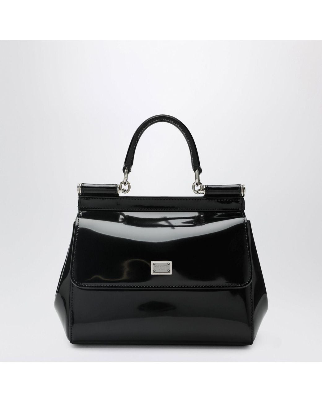 Dolce & Gabbana Black Dolce & Gabbana Small Sicily Glossy Calfskin Handbag