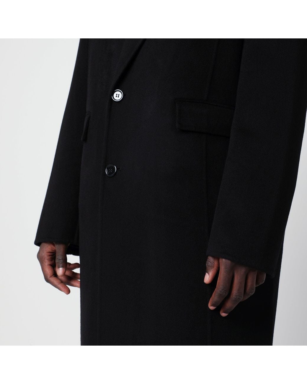 Séfr Black Long Wool And Cashmere Coat for men
