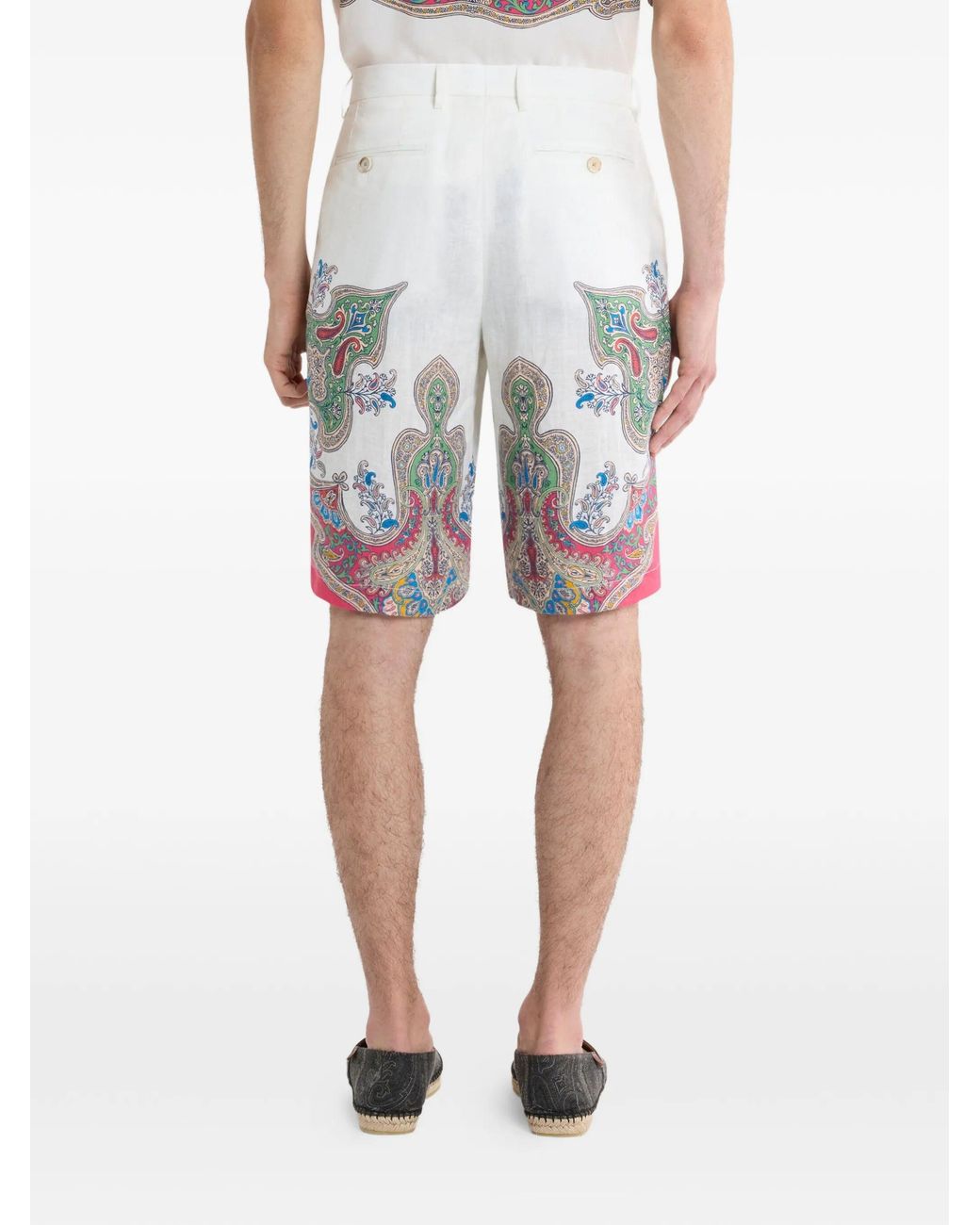 Etro White Linen Cotton Shorts