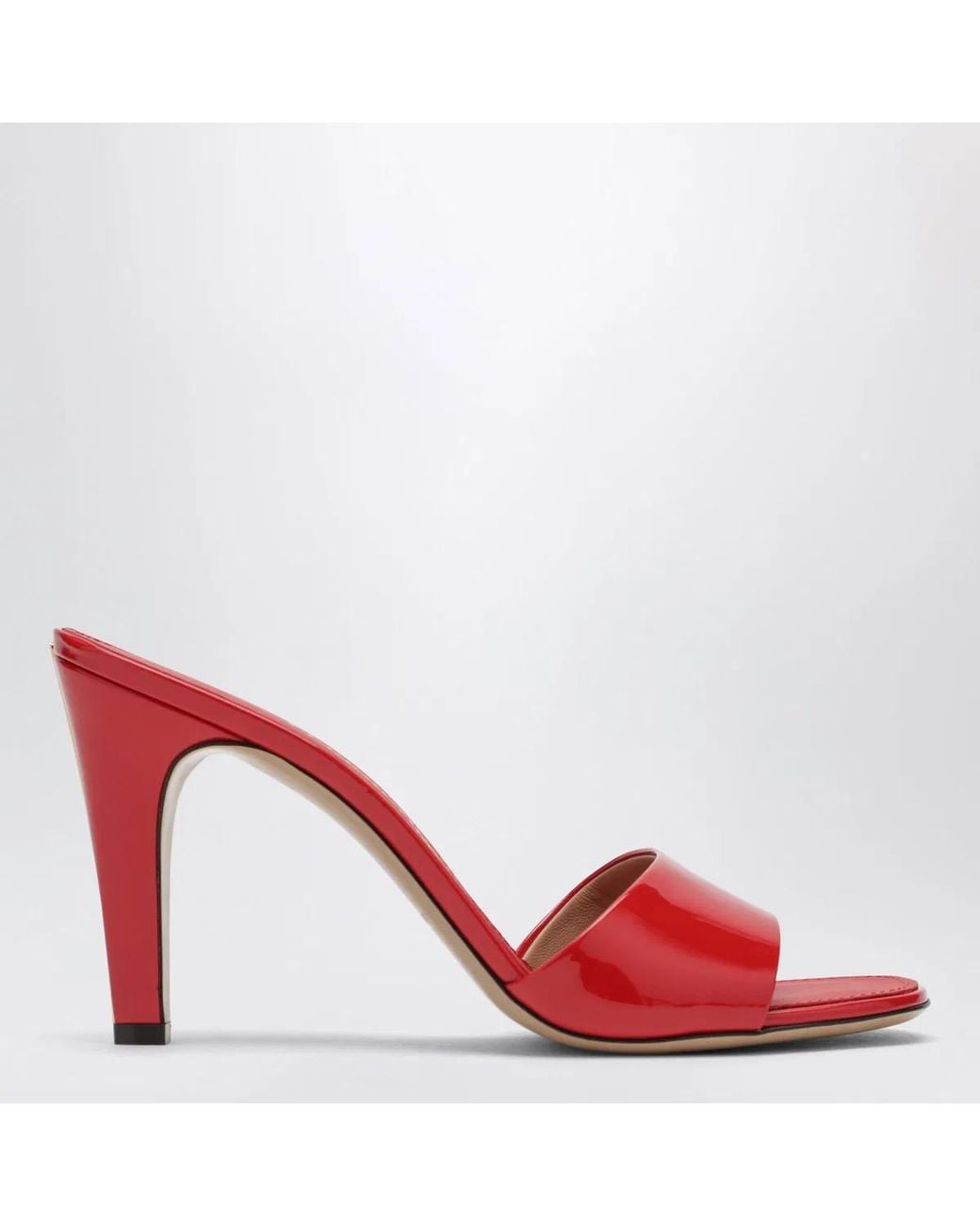 Ferragamo Red Fire Patent Leather Heeled Slides