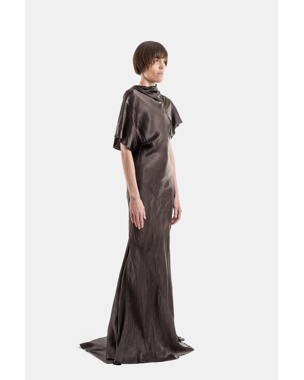 Rick Owens Multicolor Robe Longue En Cupro Satiné Drapé Seb Gown