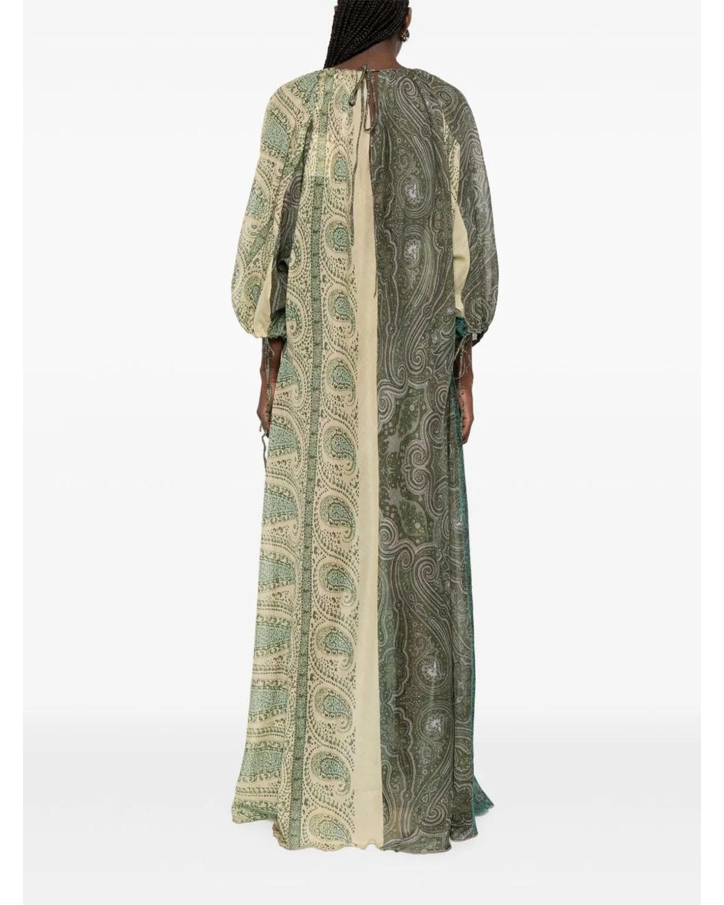 Pierre Louis Mascia Green Silk And Cotton Blend Long Dress