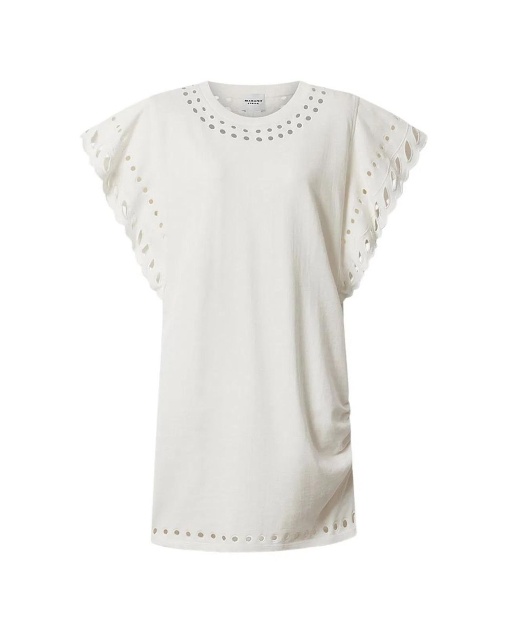 Isabel Marant White Cotton Laser-Cut Details Top
