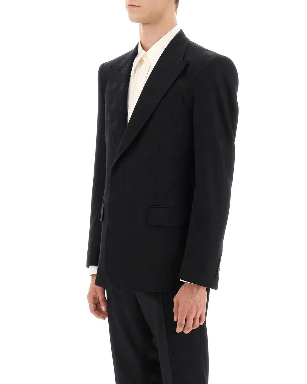 Dolce & Gabbana Black Dolce & Gabbana Virgin Wool Blend Single-Breast Jacket for men