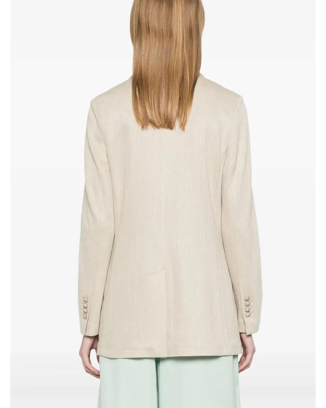 Circolo 1901 Natural Linen And Cotton Double-Breasted Jacket